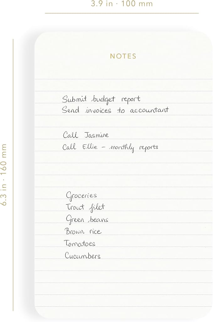 Pinesman - Elegant Desk Notepads for Professionals, Executive's Memo Pads, Minimalist, Gold Foiled, Lined, 5 Pack, 375 Sheets Total (75 Each), 6.3" x 3.9”, 80 GSM, Eco-friendly, FSC™ Certified