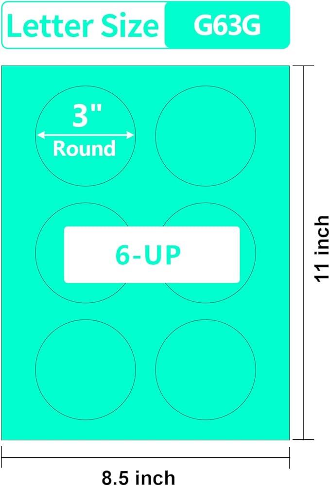 Gemsroyal 3 Inch Green Round Labels Printable,3" Green Color Coding Labels for Laser/Inkjet Printers,Colorful Round Stickers,180 Neon Circle Labels in Total,Letter Size