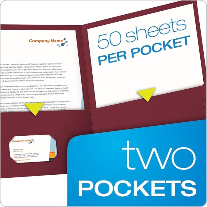 Oxford Twin-Pocket Folders, Textured Paper, Letter Size, Burgundy, Holds 100 Sheets, Box of 25 (57557)
