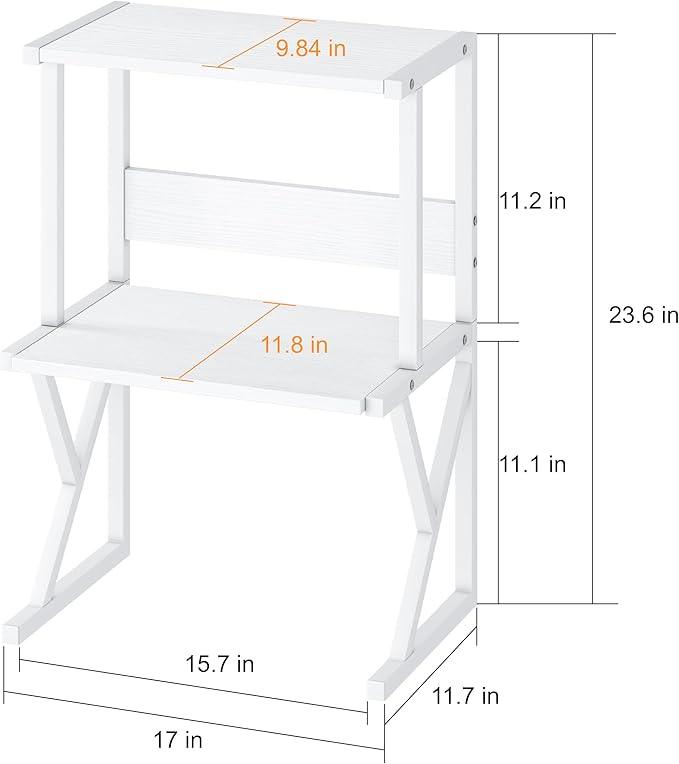 aboxoo Desktop Printer Stand with 3 Tier Wood Storage Shelves,Under Desk Printer Table,Multi-Purpose Home Office Desk Organizer for Fax Machine, Scanner (White)