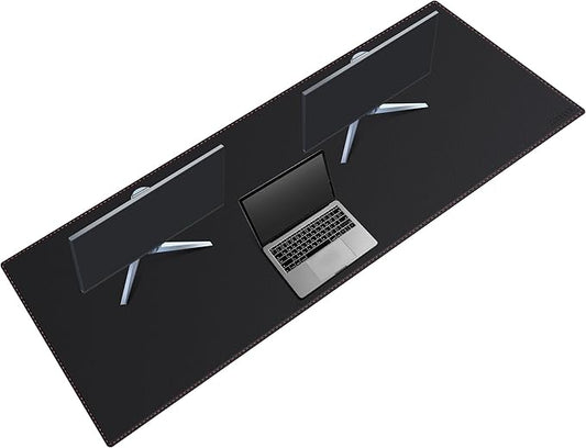ZORESYN Extra Wide Office Desk Pad 74.8"x27.6", Waterproof PU Leather Desk Mat with Non-Slip Base, Large Writing Surface & Mouse Pad for Home Office, Black
