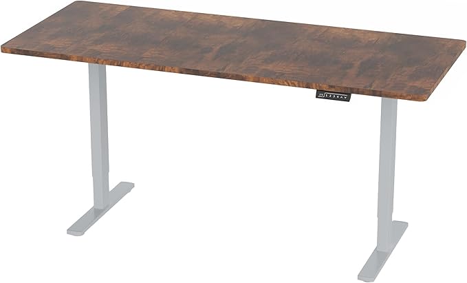 VIVO Electric 71 x 30 in Rustic Standing Desk, Memory Height Adjustment, 1B Series, Holds 220 lbs, Vintage Brown Top Gray Frame, DESK-KIT-1G7N