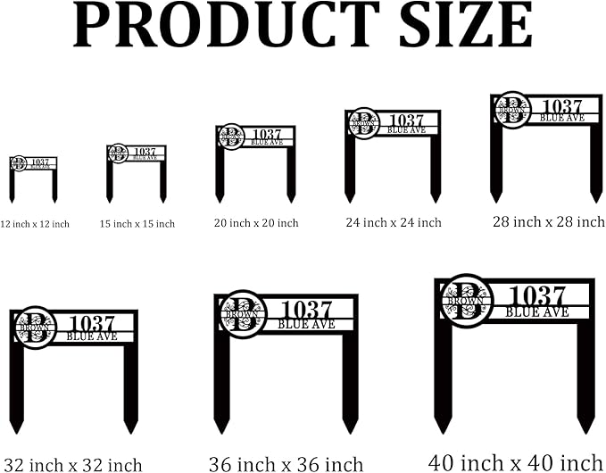 Personalized Metal Adress Sign With Stakes，Home Address Signs for House,Custom Yard Signs for Houses with Stakes,Address Signs house number signs for Yard, House Numbers for Outside