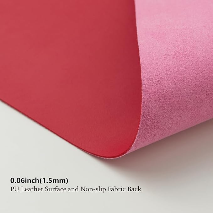 Leather Desk Mat - Non-Slip PU Desk Pad for Office and Home - Desk Organization and Accessories - Ideal for Large Mouse Pad and Desk Mats on Top of Desks (Rose Red,31.5"x 15.7")