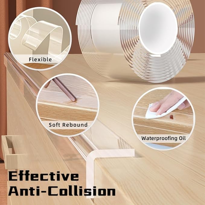 Clear Soft Corner Protectors for Furniture Strip,1.18 in x 13.12 FT Edge Bumper with 6 Corner Guards,Window Edge,Wall Protector,Table Corner Protectors and Fireplace in Family
