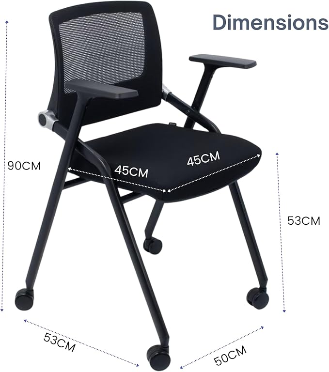 20 Pack Foldable Office Chairs with Wheels, Mesh Back, Arms and Portable - Folding Office Chairs Stackable for Conference Room Chair, Office Guest & Reception & Meeting Chair - (Black) 300 lbs.