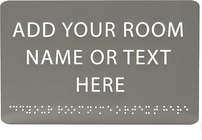 ADA CENTRAL SIGNS - 9" X6" Personalized Custom Sign - ADA Compliant Tactile Graphics Grade 2 Braille Text Acrylic Wall Signs - Add Your Room Name Text Sign for Home School Office Business Workplace