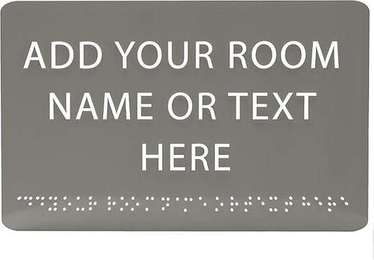 ADA CENTRAL SIGNS - 9" X6" Personalized Custom Sign - ADA Compliant Tactile Graphics Grade 2 Braille Text Acrylic Wall Signs - Add Your Room Name Text Sign for Home School Office Business Workplace