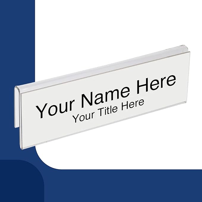 50-Pack 8.5" x 2" Acrylic Name Plate for 1" Cubicle Wall Glass – Custom Name Sign Holder – Single Sided Acrylic Display Stands - Placard Label Holder Use for Classroom, Offices, Office Door