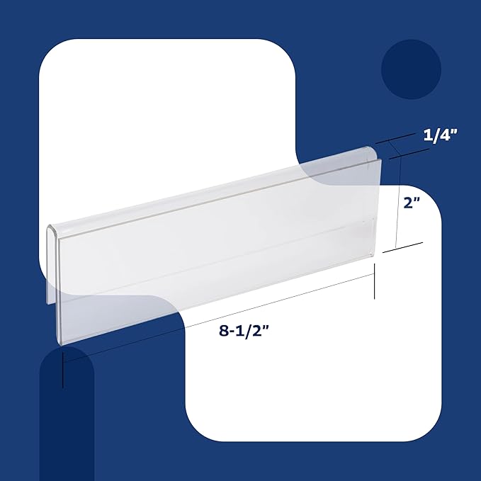 50-Pack 8.5" x 2" Acrylic Name Plate for 1/4" Cubicle Wall Glass – Custom Name Sign Holder – Single Sided Acrylic Display Stands - Placard Label Holder Use for Classroom, Offices, Office Door