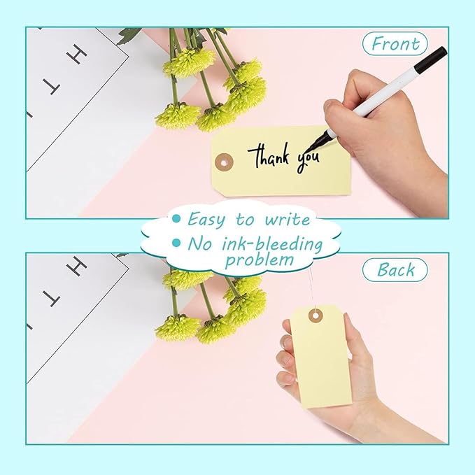 SallyFashion 120 PCS Manila Tags with Wire, 4 3/4" x 2 3/8" Heavyweight Shipping & Inventory Labels, Blank for Price, Gift, Retail, Crafts, Warehouse & Office