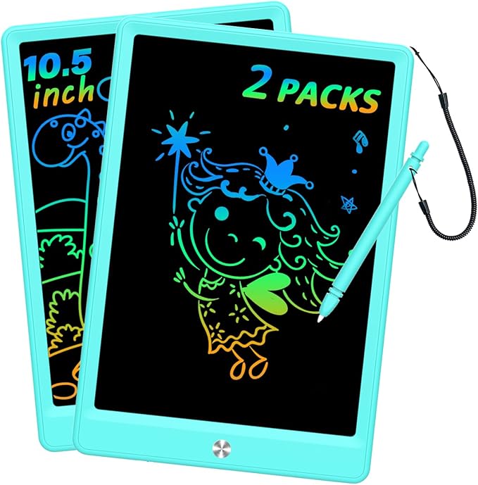 BUKEBU LCD Writing Tablet Doodle Board, Colorful Drawing Pad, Electronic Drawing Tablet, Drawing Pads,Travel Gifts for Kids Ages 3 4 5 6 7 8 Year Old Girls Boys (10.5 inch, Blue&Blue)