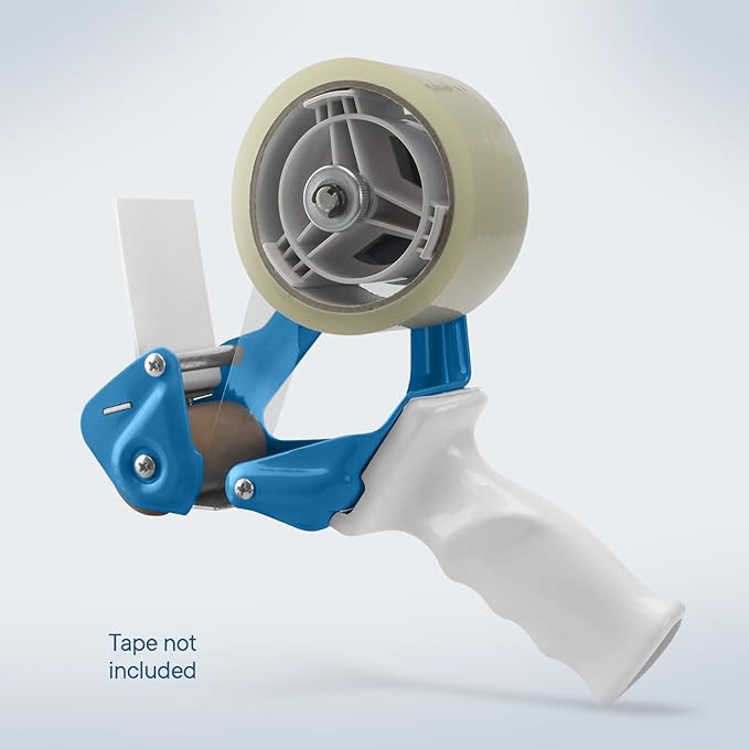 TAPEWELL Heavy Duty Metal Frame 2 Inch Wide Packing Tape Dispenser Gun with Special Ergonomic Handle, 3" Core, Premium Tempered Steel Blade