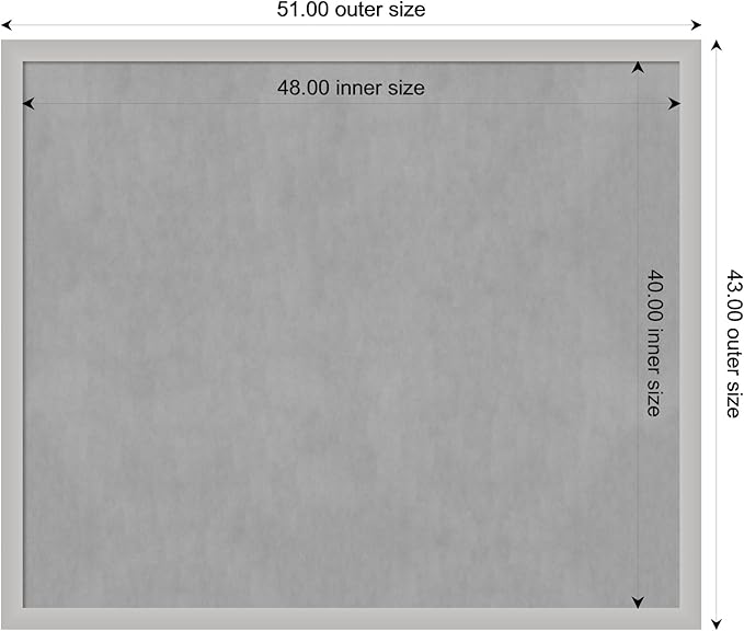 Amanti Art Silver Framed Magnetic Board 43x51 Oversize Vision Board for use with Magnets, 100% Metal Sheet to Display Items as Office Decor or for Home Organization in mudroom, Kitchen or Kids Room