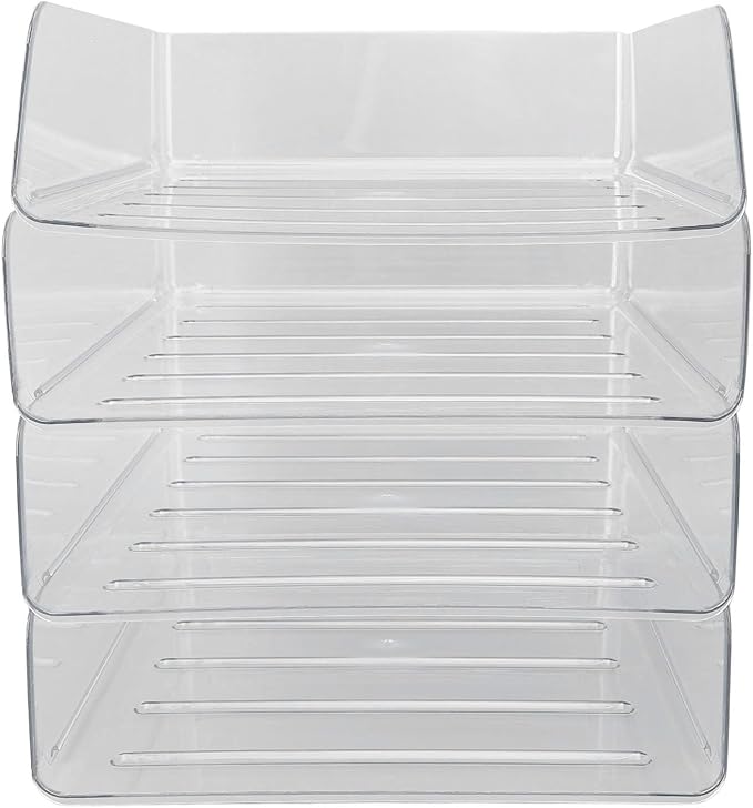 Jeanoko Desk Letter Tray Set Transparent Stackable Organizer for Home Office A4 Paper Storage 4 Layers