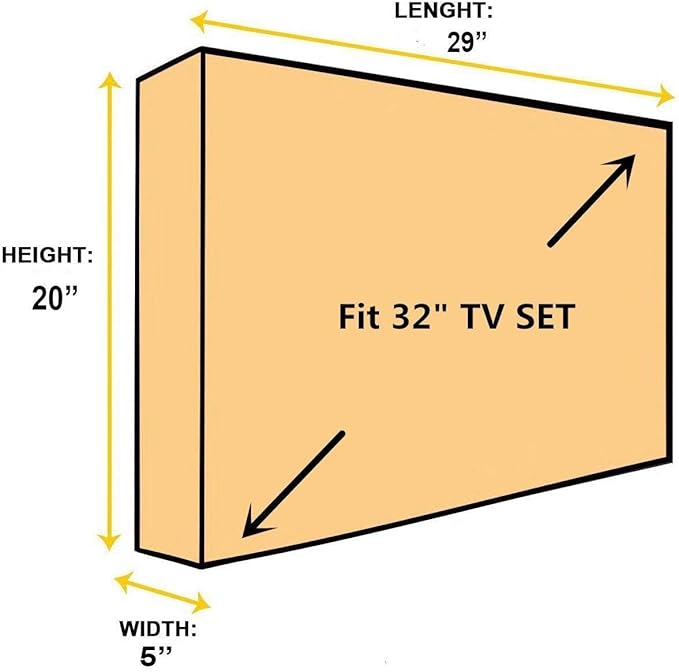 BroilPro Accessories Outdoor 32" TV Set Cover,Scratch Resistant Liner Protect LED Screen Best-Compatible with Standard Mounts and Stands (Gray)