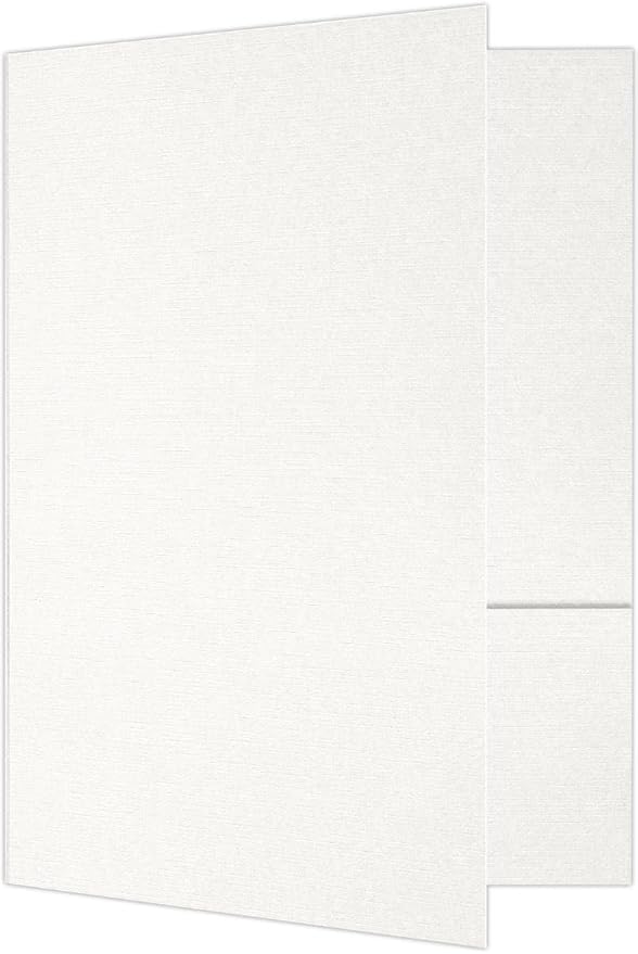 LUXPaper 9" x 12" Presentation Folders | Two Pocket | White Linen | 100lb. Cover | 100 Qty