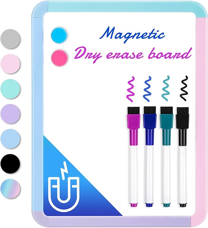 VUSIGN Small White Board Dry Erase, 8.5'' x 11'' Magnetic Dry Erase Board, Mini Whiteboard with Markers for Students, Fridge, Wall, Locker