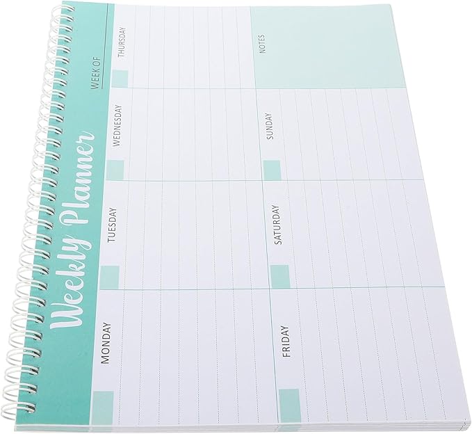 SEWACC Weekly Work Planner Notepad with Bookmark for Homeschool and Study Undated Daily Calendar and Efficient Plan Pad Portable Spiral-bound Appointment Organizer for Task and Goal