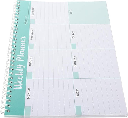 SEWACC Weekly Work Planner Notepad with Bookmark for Homeschool and Study Undated Daily Calendar and Efficient Plan Pad Portable Spiral-bound Appointment Organizer for Task and Goal