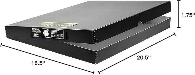 Lineco 16x20 Black Clamshell Archival Folio Storage Box, 1.75" Deep. Acid-Free with Metal Edge. Preserves Picture Longevity, Organize Photos or Documents, Crafts, DIY