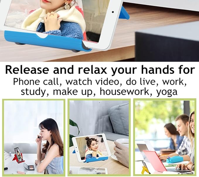 JUSDIQIR Cell Phone Stand for Desk Foldable Cell Phone Holder Desk Tablet Holder Mobile Phone Dock, Multi-Angle Universal Adjustable Tablet Dock (Black)