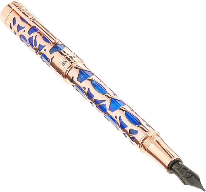 Conklin Endura Deco Crest Fountain Pen in Blue, Stub Nib, Premium Writing Instrument