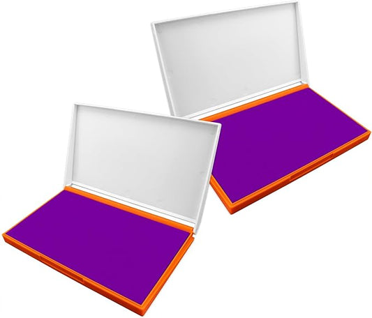 2 Pack Plastic Case Stamp Pad Large Size, Purple Color - Size: 4" x 7" - Choose from 15 Ink Colors