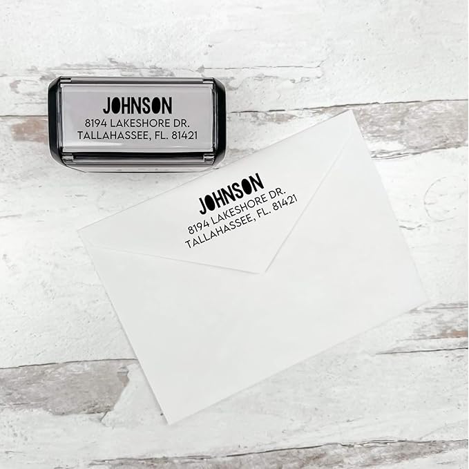 Self Inking Modern Address Stamps | Custom Return Address Stamper (Colorblock, Medium)