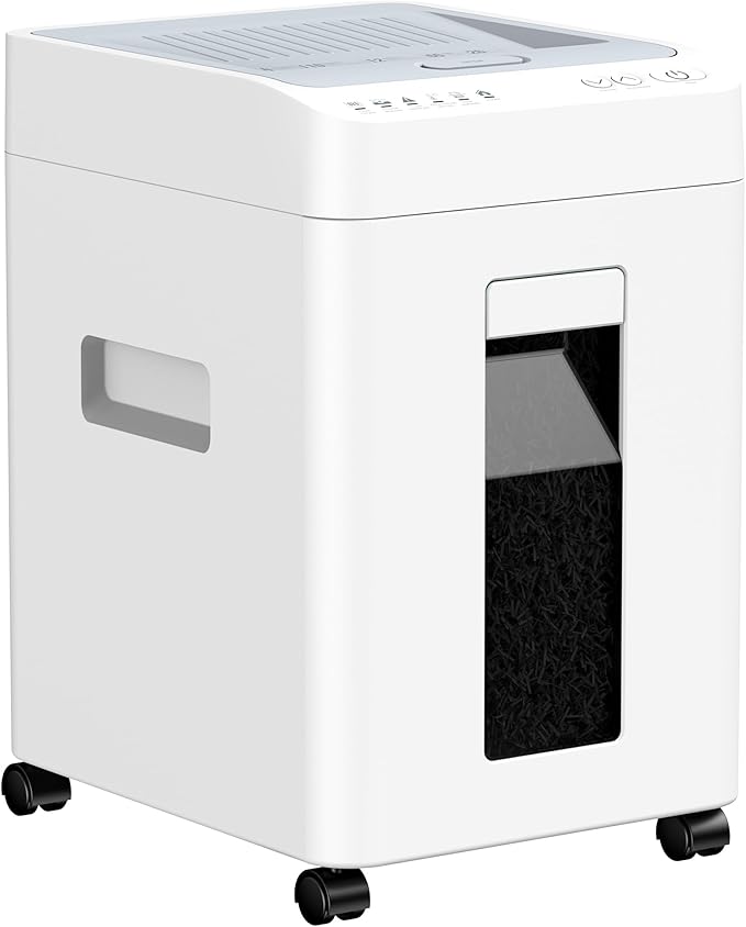 110-Sheet Micro-Cut Paper Shredder Auto Feed Shredders P-4 High Security for Home Office 6.8 Gallon Bin with Casters