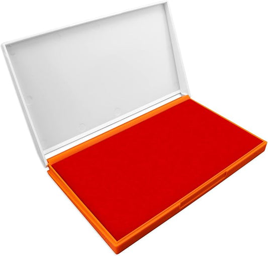Plastic Case Stamp Pad Large Size, Red Color - Size: 4" x 7" - Choose from 15 Ink Colors
