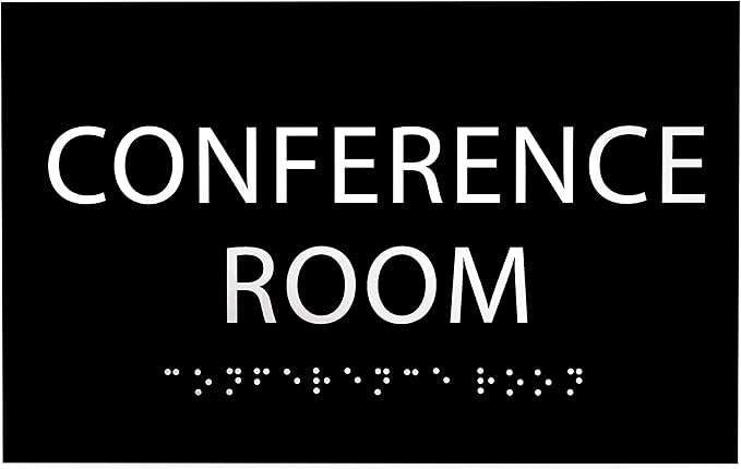 ADA CENTRAL SIGNS - 6" X4" Conference Room Sign - ADA Compliant Tactile Graphics Grade 2 Braille Text Privacy Sign | Wall Mount Plastic Meeting Signs For Schools, Hospitals, Offices, and Apartments