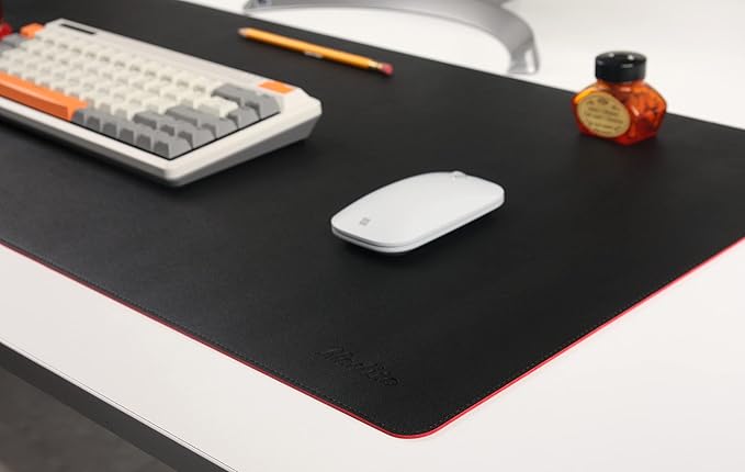 NODITO Dual-Sided Leather Desk Pad,Blotter for Laptop Computer,Mouse Pad,Writing,Drawing,Arts and Craft Mat (17"x35", Black/Red)