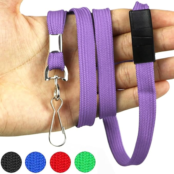 Lanyard Light Purple Lanyards Neck Flat Premium Breakaway Badge Lanyard with J-Hook for ID Nametag Badge Holder