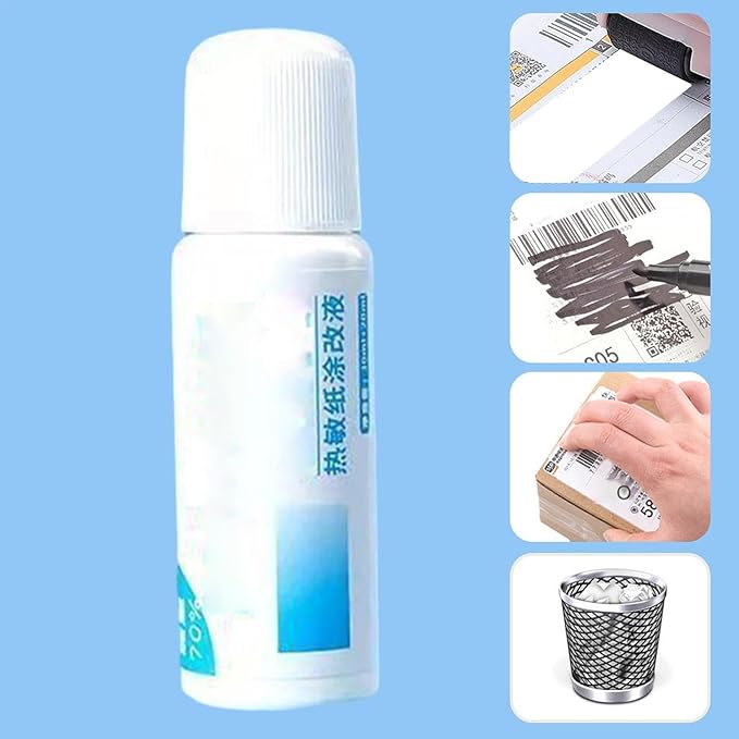 Liquid paper Correction Fluid|Thermal Paper Data Protection Fluid - Anti-Leakage Data Fluid - Roller Stamper Correction Fluid Security Stamp For Theft Protection, Personal Information Black out