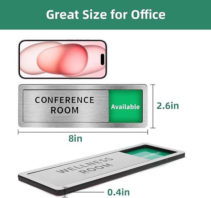 WeddingSteps Office Sign for Door Conference Room Sliding Door Signs In Use/Available DoNotDisturbSliderDoorSign,OfficeDoorSigns,Meeting inProgressBrushedSilverDoorSign,8.2""x2.7""