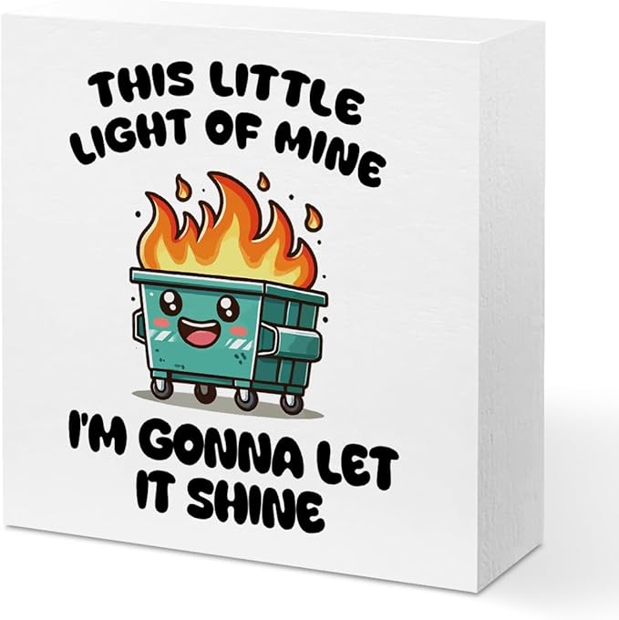 Funny Office Decor, Funny Office Gifts, Dumpster and Fire Wood Box Sign, Funny Desk Decor Funny Office Supplies, Cubicle Counter Shelf Decor, Funny Gifts for Coworkers Nurse Teacher Friends