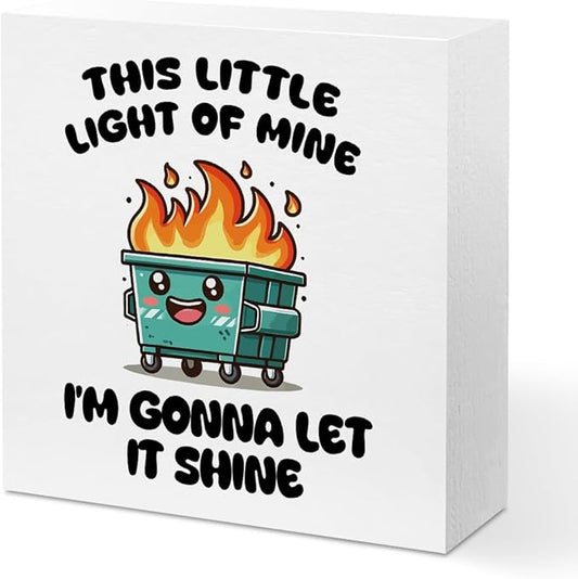 Funny Office Decor, Funny Office Gifts, Dumpster and Fire Wood Box Sign, Funny Desk Decor Funny Office Supplies, Cubicle Counter Shelf Decor, Funny Gifts for Coworkers Nurse Teacher Friends