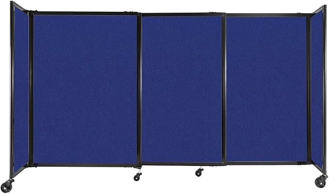 Versare Straightwall Sliding Portable Wall Partition | Freestanding Office Dividers | Locking Wheels | Temporary Room Separator | 7'2'' Wide x 4' Tall Royal Blue Fabric Panels