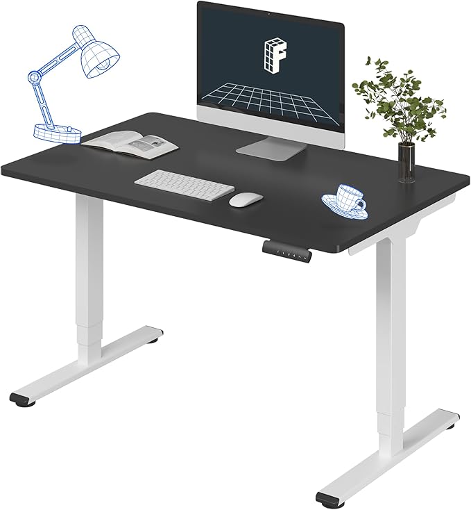 FLEXISPOT E6 3-Stage Dual Motor Electric Standing Desk 48 x 30 Sit Stand Up Desk, Holds 220 lbs, Adjustable Height w/Memory Presets, One-Piece Black Desktop & White Frame, Ships in 2 Boxes