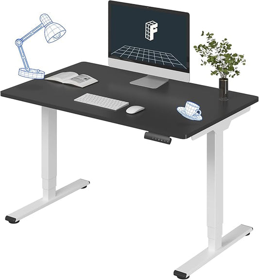 FLEXISPOT E6 3-Stage Dual Motor Electric Standing Desk 48 x 30 Sit Stand Up Desk, Holds 220 lbs, Adjustable Height w/Memory Presets, One-Piece Black Desktop & White Frame, Ships in 2 Boxes