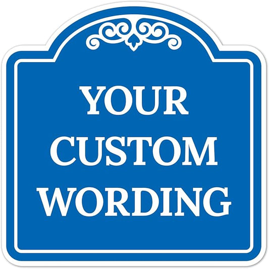 Custom Decorative Sign, Personalized Metal Sign for Business, Driveway, Home, Airbnb, Office Door Plaque, Blue Background, 12x12 Inches, ACM, Fade Resistant, Made in USA