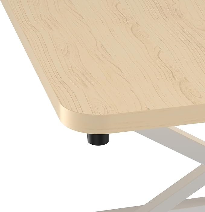 Decoholic Light Wood Small Single 24 inch Scissors Lift Keyboard and Mouse Riser ,Height Adjustable Standing Desk Converter,for Ergonomic Sit Stand Workstations (24 inch NW)