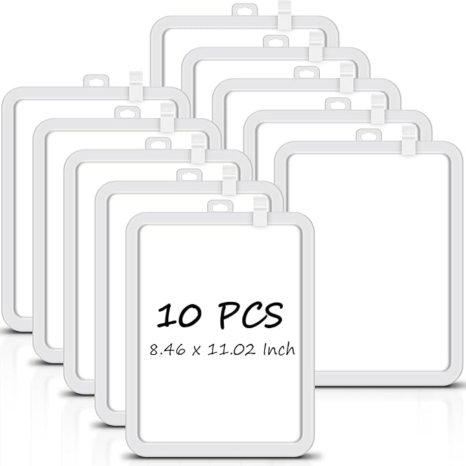 Outus 10 Pcs Dry Erase Mini White Boards Bulk 8.5 x 11'' Small Magnetic Whiteboard Double Sided Colored Writing Boards for Kids Students Locker Fridge(White)