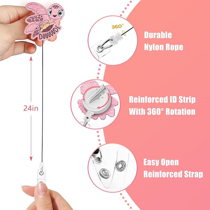 Aoryalps DUUUUUDE Retractable Badge Reel Holder Retractable with ID Clip for Nurse Nursing Name Tag Card Nursing Student Teacher Doctor Medical Assistant Work Office Clip-Gifts for Nurse