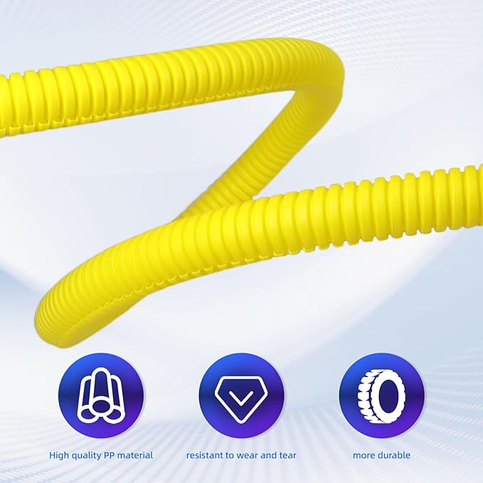 Split Wire Loom Tubing, 10,25ft Cord Protectors from Pets No Chew, Flexible Wire Covers Cord Protectors, Protective Split Cable Sleeve for Automotive Home Industrial Wires(Yellow, 0.46inch-25ft)