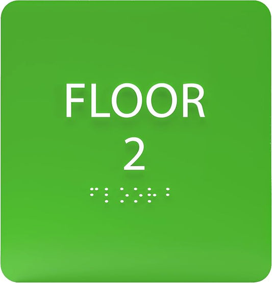 Light Green ADA Floor 2 Sign with Braille – Made from Durable Acrylic and Ready to Mount