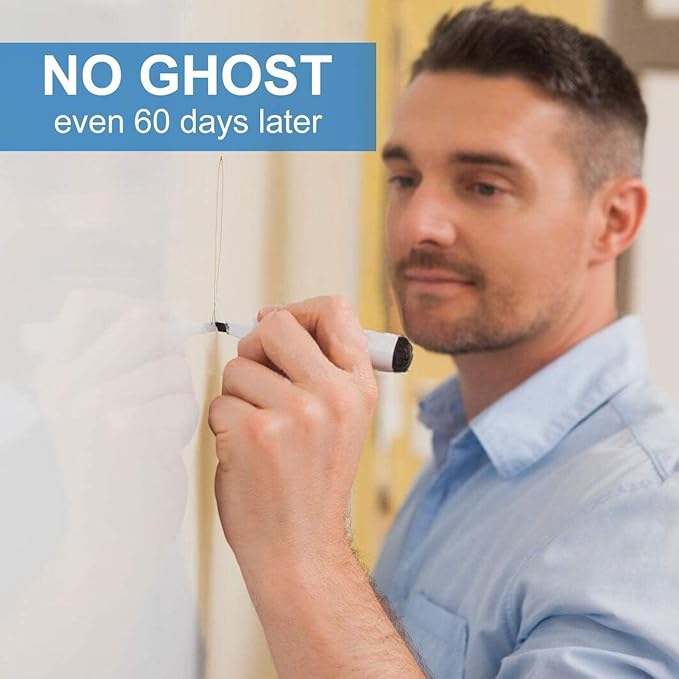 AFMAT Dry Erase Board Sticker, 48 x 36 inches White Board Wallpaper, Dry Erase Sticker for Wall, 4' x 3' Peel and Stick Whiteboard Contact Paper, Adhesive Whiteboard Roll, No Ghost, 3 Markers WS23