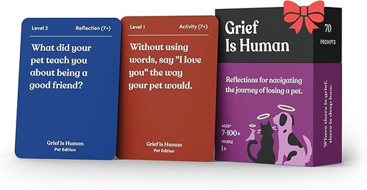 Grief is Human (Pet Edition) | Family & Friends Conversation Cards for Grieving | 70 Reflection Cards to Help You Process The Journey of Losing a Beloved Pet | Therapy for Adults | 1+ Players