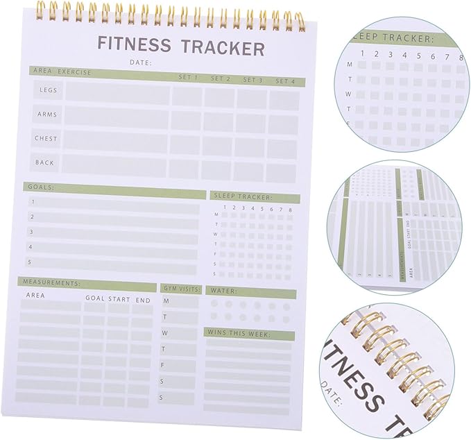 VICASKY Fitness Journal Notebook for Daily Training Sturdy Workout Planner Goal Setting 12-Month Fitness Agenda Notepad for Men Women Gym Enthusiasts